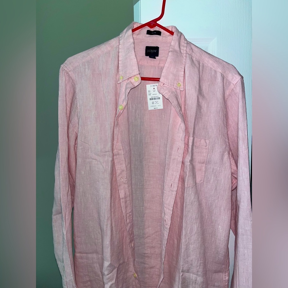 Men’s slim linen long sleeve button up